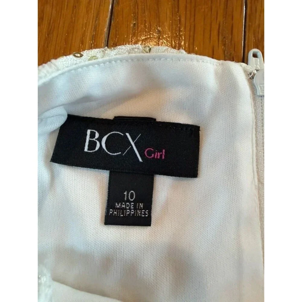 BCX Girl White Sequin & Black Sleeveless Asymmetrical Hem Party Dress Size 10